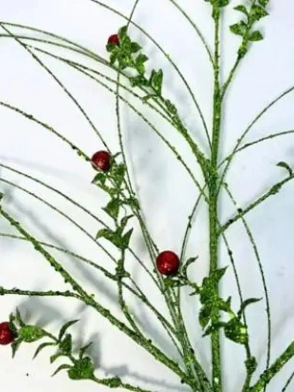 David Christopher Glittered Boxwood Berry Grass Spray Stem Christmas Pick